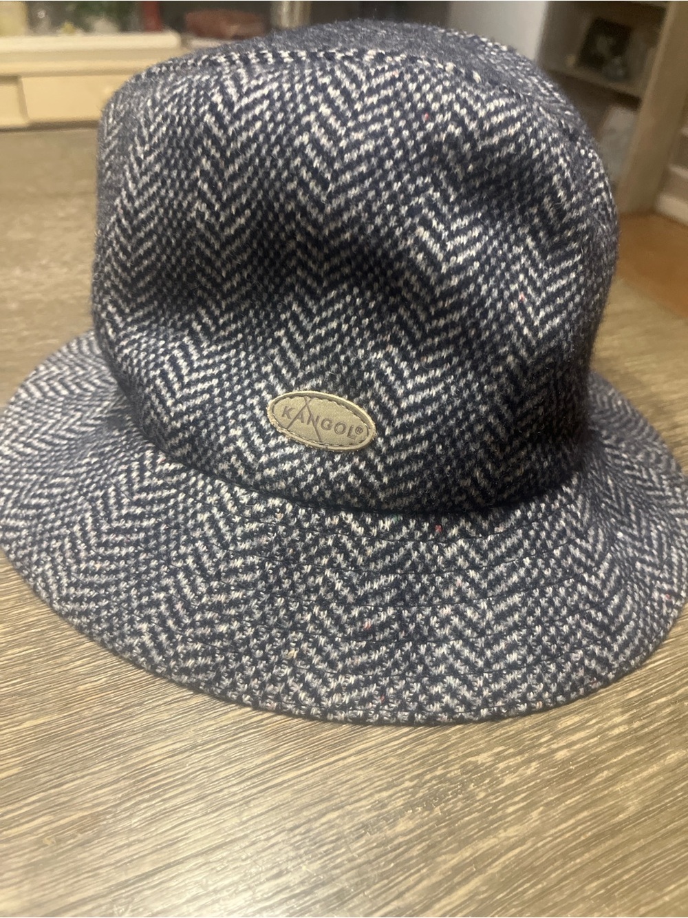 Kangol Navy Herringbone Bucket Hat